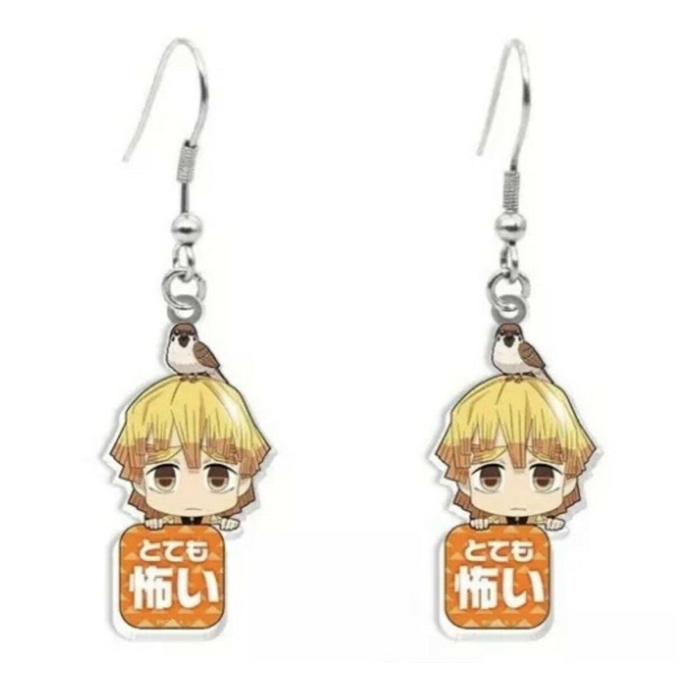 Zenitsu Demon Slayer Earrings Cute Acrylic Drop Dangle Style With Metal Hook 1"